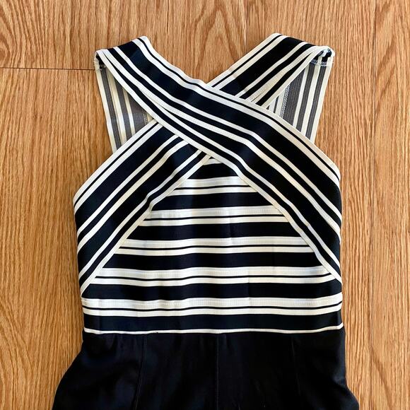Anthropologie Maeve Black White Crosswise Stripe Fit & Flare Mini Dress Womens 6 - Picture 4 of 15